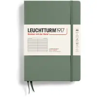 Leuchtturm A5-notitieboekje, Medium, Gelinieerd, met Harde Kaft, 251 Genummerde Pagina's, Olijfgroen