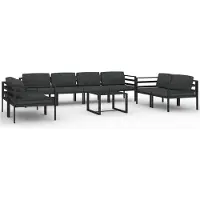 vidaXL 9-delige Loungeset met kussens aluminium antracietkleurig