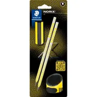 Staedtler Potlood Norix 181 2 grafietpotloden + 1 puntenslijper 516 + 1 gum 523 Geel en Zwart