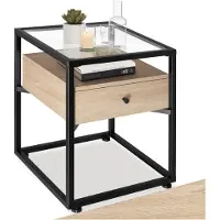 TecTake - nachtkast Preston - nachtkastje 43x45x54,5cm - industrieel lichtbruin - 404681