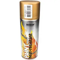 BIODUR Hittebestendige Siliconen Spuitverf - Goud - 400ml - Tot 600°C - Anti-roest - Weersbestendig - Binnen/Buiten