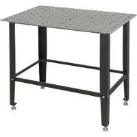 TRUTZHOLM Lastafel 91,5x61 cm met Geperforeerde Staalplaat - Draagvermogen 200kg - Mobiele Werktafel Matzwart Lastafels