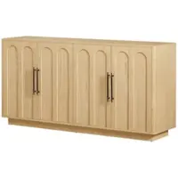 OKWISH Dressoir – 160 × 40 × 80 cm – 4 Deuren – Opbergruimte Voor Woonkamer Slaapkamer En Hal – Boogfront – MDF Eiken