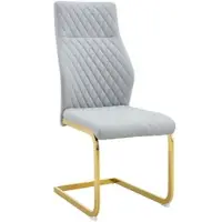 OKWISH Eetkamerstoel Set Van 2 45x55x100 Cm - Hoge Rugleuning En 5 Cm Zitkussen - Voor Eetkamer Of Restaurant - Metaal En Pu Leer - Lichtgrijs