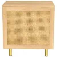 MODFU - Opbergkast - Gevlochten Rotan Deur - Metalen Poten - Rustieke Stijl - Voor Woonkamer Of Slaapkamer - MDF - Naturel