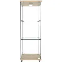 STILVORA Vitrinekast - Glazen Displaykast Met Ledverlichting En Deur - Voor Woonkamer Slaapkamer En Kantoor - MDF En Glas - Naturel - 42,5x36,5x120 Cm