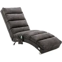 MODFU - Massageligstoel - Ergonomische Rugleuning En Zijvak - Modern - Voor Woonkamer Of Slaapkamer - Linnen - Donkergrijs