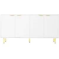 OKWISH Dressoir Met Opbergruimte – 160×40×80 Cm – 4 Deuren Met Verstelbare Planken – Soft Close – MDF En Spaanplaat Wit
