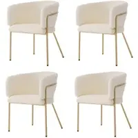 MODFU - Set Van 4 Vrijetijdsstoelen - Zachte Bekleding - Verfijnde Stijl - Voor Woonkamer En Slaapkamer - Metaal - Wit