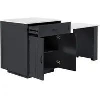 OKWISH Bartafel Met Uitschuifbaar Blad En Opbergruimte Voor Keuken En Eethoek MDF Zwart 133 Tot 202×70×93,5 Cm