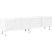 MODFU - TV Meubel - Asymmetrisch Boogreliëf - 4 Deuren - Wit - 180 Cm