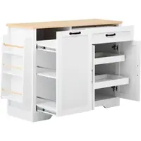 OKWISH Dressoir – Open Vakken En Uittrekbare Laden – Keuken En Woonkamer – MDF Wit Met Houtlook – 115x40x87 cm