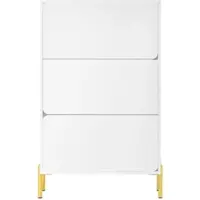 OKWISH Schoenenkast - Minimalistisch Design - Voor Hal En Entree - MDF Wit Met Gouden Poten - 73×24×120 Cm - 3 Deuren