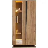 STILVORA Vitrinekast - Met Ledverlichting En 8 Vakken - Voor Woonkamer En Naast Bank - Spaanplaat - 80x35x160 Cm