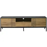 OKWISH Televisiemeubel - Voor Tv Tot 70 Inch - 170x35x50 Cm - 2 Deuren 1 Lade 1 Open Vak - Spaanplaat Eik