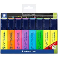 Staedtler markeerstift Textsurfer Classic, wigvormige punt, lijndikte 1-5 mm, met draaidop, gerecycled kunststof, set van 8 stuks in verschillende kleuren