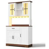 STILVORA Buffetkast - Met Led, Stopcontacten En Opbergruimte - Voor Keuken En Woonkamer - MDF - 105x40x185 Cm - Natuurlijk;Wit