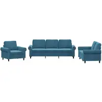 vidaXL 3-delige Loungeset met kussens fluweel blauw