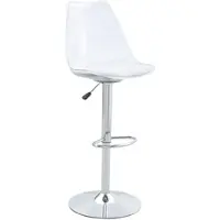 MODFU Barkruk set van 2 - Verstelbaar (60-80 cm) & 360° Draaibaar - Met transparante kunststof rugleuning en PU zitting - Modern design voor kookeiland of thuisbar - Wit/Zilver
