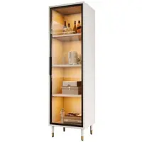 STILVORA Vitrinekast - Met Meerkleurige Ledverlichting En Getint Glas - Voor Woonkamer En Eetkamer - Wit - 40x40x170 cm