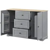 OKWISH Dressoir – 3 Lades En 2 Deuren – Verstelbare Planken – Voor Keuken En Eetkamer – Grijs MDF – 126 x 40 x 86 cm