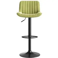 OKWISH Barkruk 87 Tot 109 Cm - Set Van 2 Draaibare En In Hoogte Verstelbare Krukken - Ergonomische Rugleuning - Fluweel - Groen