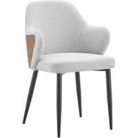 OKWISH 2 stuks eetkamerstoelen met gebogen rugleuning, contrasterend rugleuningontwerp, eetkamerstoelen voor de eetkamer, bruin-lichtgrijs