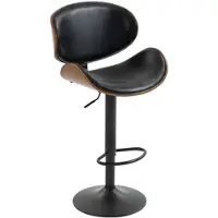 OKWISH Barstoel 51 x 50 x 93-103,5 cm - Draaibaar En In Hoogte Verstelbaar - Voor Keukeneiland Of Bar - PU-Leer - Zwart