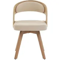 MODFU - Eetkamerstoelen Set Van 2 - Draaibare Zitting - Moderne Stijl - Voor Eetkamer En Café - Houten Poten - Beige - 44 x 41 x 75 cm