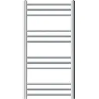 LuxeBath Elektrische badkamerradiator met verwarmingselement 600W 500x800 mm chroom gebogen zijaansluiting & thermostaat
