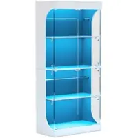 STILVORA Vitrinekast - Met Led, Sensor En Laadpunt - Voor Woonkamer En Slaapkamer - Glas En Spaanplaat - 80x35x165 cm - Wit