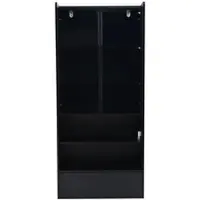 OKWISH Vitrinekast – Met Ledverlichting En Glazen Deuren – 80x34x180 Cm – 1 Lade – Hoogglans Zwart MDF En Glas