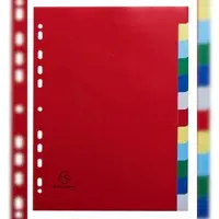 Exacompta Blanco Tabbladen A4 Kleurenassortiment 12 tabs PP (Polypropeen) 11 Gaten 3012E 50 Stuks