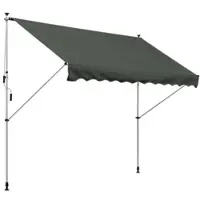 OKWISH Terrasscherm Verstelbaar – 300 x 150 cm – Polyester – Grijs – Vrijstaand Voor Balkon En Terras