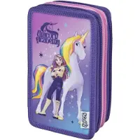 Undercover etui Unicorn Academy paars - 3 vakken gevuld schoolset.