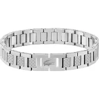 Lacoste Lacostevoor mannen. 2040117 Metropole verzilverde schakelarmband (OSFA), Casual, Roestvrij staal