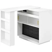 OKWISH Bartafel Sideboard - Uitschuifbaar En 360 Graden Draaibaar - Met Ledverlichting En Oplaadstation - Wit Mdf - 120 X 50 X 95,5 Cm