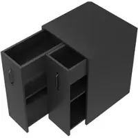 OKWISH Verrijdbaar Opbergkastje – Uitschuifbare Zijmodules – Voor Kantoor En Slaapkamer – Zwart Spaanplaat – 52x50x75 cm