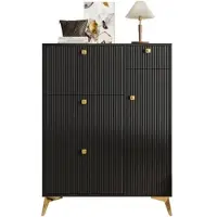 OKWISH Schoenenkast – 3 Kleppen 1 Lade 1 Deur – Smal Voor Hal En Entree – Moderne Opbergruimte – Zwart – 90x25x121 cm