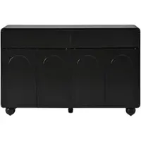 STILVORA Dressoir - Gebogen Deurdesign Met 2 Lades En 4 Deuren - Opbergkast Voor Woonkamer En Hal - MDF - 140x38x89 Cm - Zwart