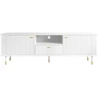 OKWISH Tv-Meubel – Met Kabeldoorvoer En Softclose – 170x36x54 Cm – 2 Deuren 1 Lade 1 Open Vak – MDF Wit