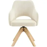 MODFU - Eetkamerstoelen Set Van 2 - Draaibaar - Scandinavisch - Voor Eetkamer - Stof En Hout - Wit - 48 X 45 Cm