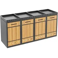 OKWISH Afvalcontainer Ombouw Voor 4 Containers 120 Tot 240 Liter - Met Plantbak Deksel, Ventilatiesleuven En Slot - Staal - Grijs Houtlook