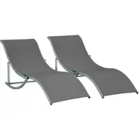 MODFU - 2 Ligbedden - S-Vormig En Opvouwbaar - Voor Tuin Of Zwembad - Aluminium En Textileen - Donkergrijs - 165 X 61 X 63 Cm