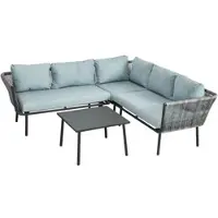 OKWISH Loungeset - 4-Zits Hoek Loungeset Met Kussens En Tafel - Flexibel Op Te Stellen Voor Balkon En Terras - Aluminium - Grijs