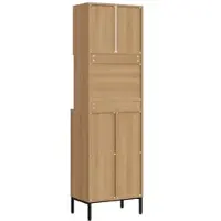 MODFU - Keukenkast - Hoge Opbergkast - Eikenlook - Zwart - 53x35x181 Cm