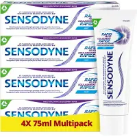 Sensodyne Rapid Relief Mint - Tandpasta - Gevoelige Tanden - 24/7 Bescherming tegen gevoeligheid - Bevat Fluoride - Muntsmaak - Voordeelverpakking 4 x 75ml