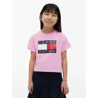 Tommy Hilfiger T-shirt - roze Meisjes Stretchkatoen Ronde hals Logo - maat 140