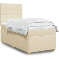 vidaXL Boxspring met matras stof crèmekleurig 90x200 cm