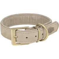 Trixie Halsband Hond - Nubuckleer Lichtgrijs XS 25-31 cm - Dubbel Gevoerd met D-ring